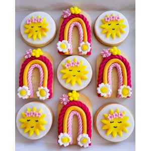 rainbow flowers sun cookies