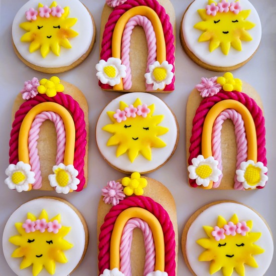 rainbow flowers sun cookies