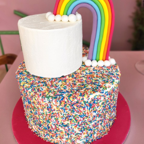 rainbow cake - 2 tier