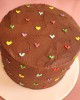 chocolate cake with mini hearts