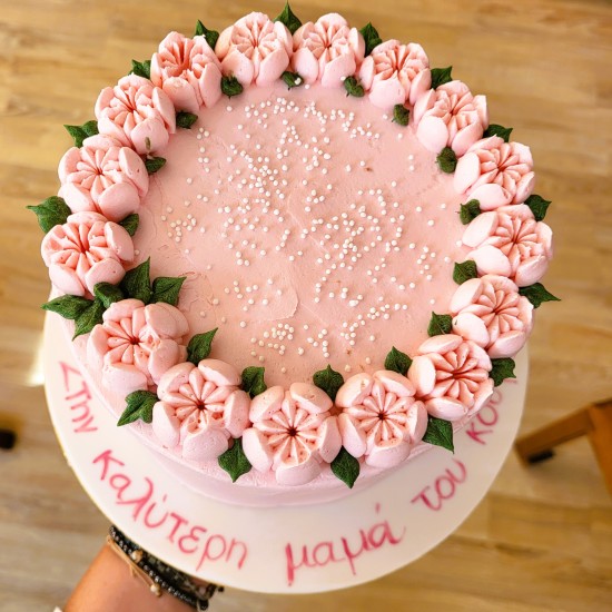 pink flowers cake