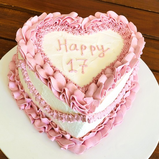 pink heart cake